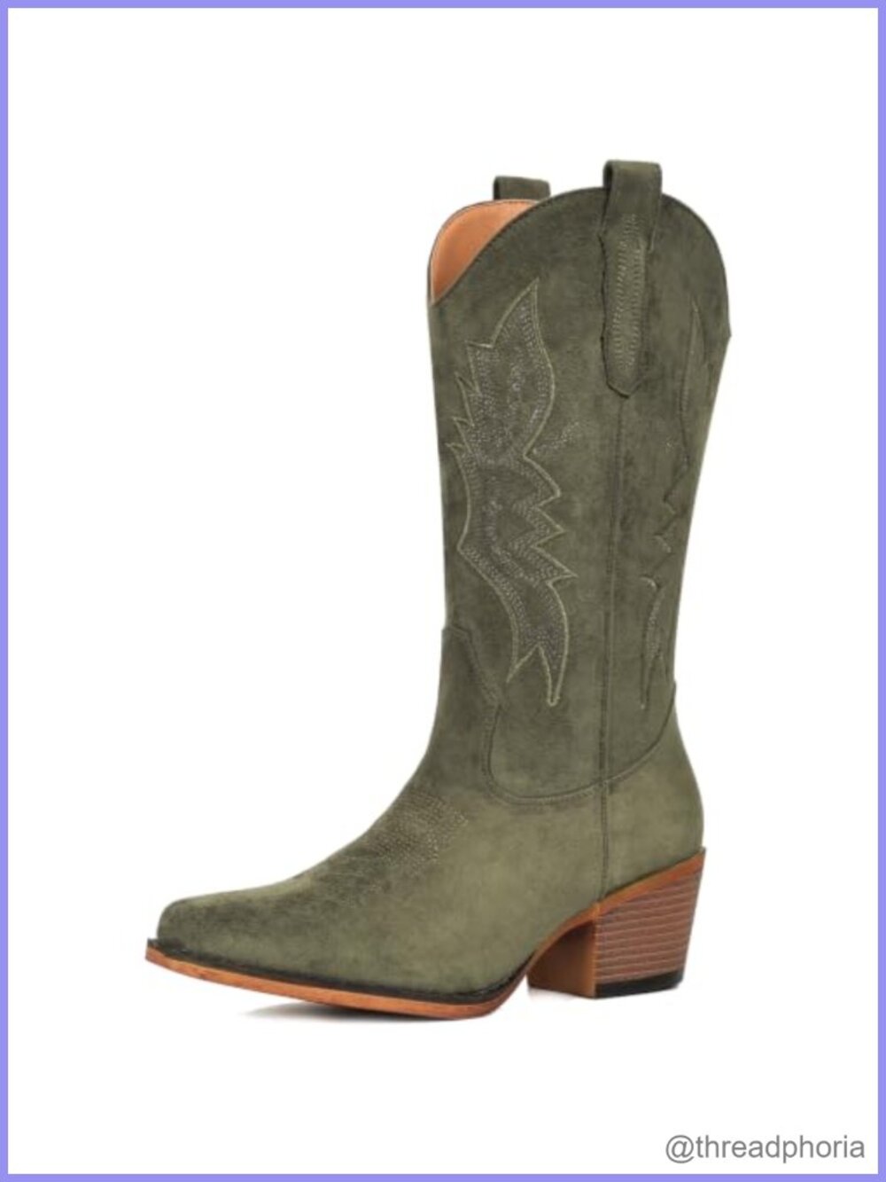 Suede Cowboy Boots Mid Calf Western Cowgirl Boots Faux Suede